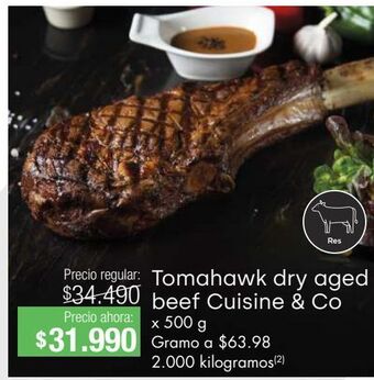 Jumbo Tomahawk dry aged beef cuisine & co x 500g oferta