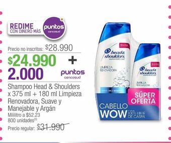 Jumbo Shampoo head & shoulders x 375ml + 180ml oferta