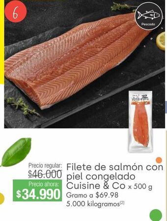 Jumbo Filete de salmón con piel congelado cuisine & co x 500g oferta