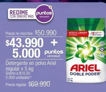 Jumbo Detergente en polvo ariel regular x 5kg oferta