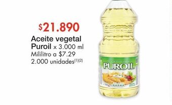Metro Aceite vegetal puroil x 3000ml oferta