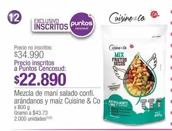 Jumbo Mezcla de maní salado confi. arándanos y maíz cuisine & co x 800g oferta