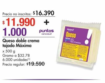 Metro Queso doble crema tajado máxima x 500 g oferta