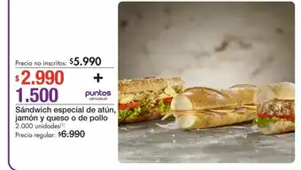 Metro Sándwich especial de atún, jamón y queso o de pollo oferta