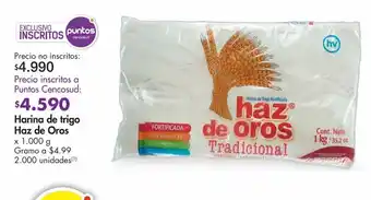 Metro Harina de trigo haz de oros x 1.000 g oferta
