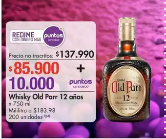 Metro Whisky old parr 12 años x 750 ml oferta