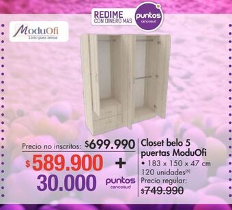 Metro Closet belo 5 puertas moduofi oferta