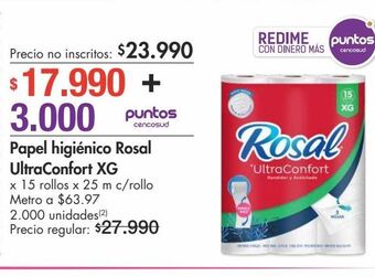 Metro Papel higiénico rosal ultraconfort xg x 15 rollos x 25 m c/rollo oferta