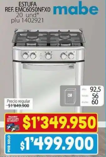 Colsubsidio mabe ESTUFA REF. EMC6050NFXO 20und oferta