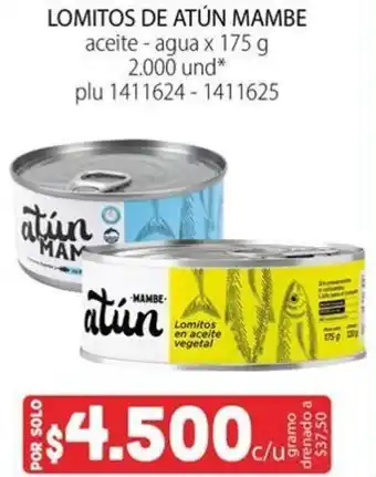 Colsubsidio LOMITOS DE ATÚN MAMBE aceite - agua x 175 g oferta