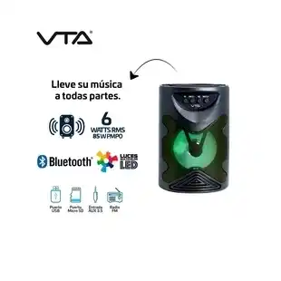 Alkomprar Parlante VTA Recargable Bluetooth Radio FM/Puerto USB/MicroSD 6W Negro oferta