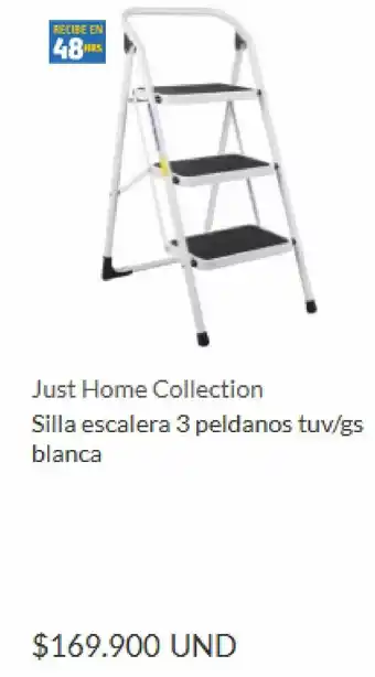 Homecenter Just Home Collection Silla escalera 3 peldanos tuv/gs blanca oferta