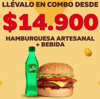 Oxxo HAMBURGUESA ARTESANAL + BEBIDA oferta