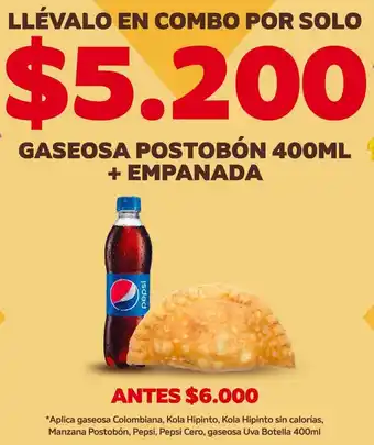 Oxxo GASEOSA POSTOBÓN 400ML + EMPANADA oferta