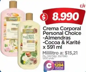 Surtimax Crema Corporal Personal Choice -Almendras -Cocoa & Karité x 591 ml oferta