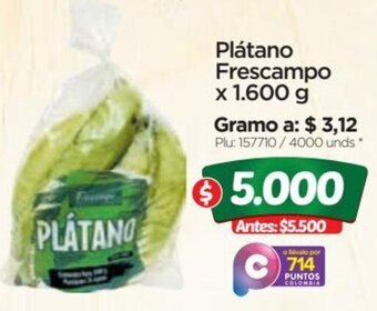 Surtimax Plátano Frescampo x 1.600 g oferta