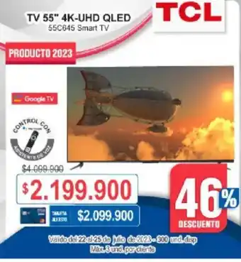 Ktronix TCL TV 55" 4K-UHD QLED 55C645 Smart TV oferta