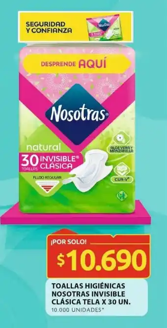 Ara TOALLAS HIGIÉNICAS NOSOTRAS INVISIBLE CLÁSICA TELA X 30 UN. oferta
