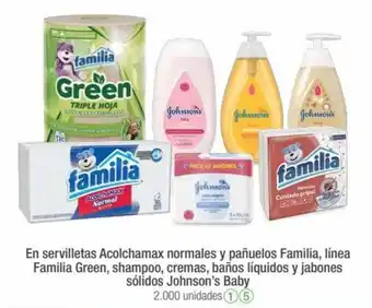 Jumbo En servilletas Acolchamax Familia, Familia Green, shampoo, cremas, líquidos y sólidos jabones Johnson's Baby oferta