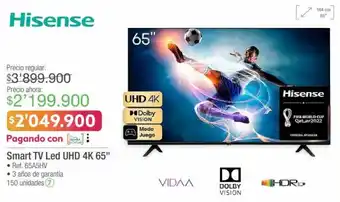 Jumbo Hisense Smart TV Led UHD 4K 65" oferta