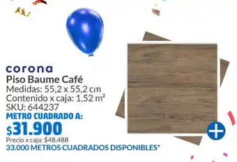 Homecenter corona Piso Baume Café Medidas: 55,2 x 55,2 cm Contenido x caja: 1,52 m² SKU: 644237 oferta