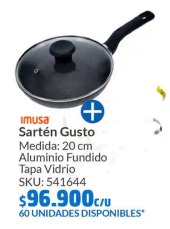 Homecenter imusa Sartén Gusto Medida: 20 cm Aluminio Fundido Tapa Vidrio SKU: 541644 oferta