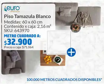 Homecenter euro Piso Tamazula Blanco Medidas: 60 x 60 cm Contenido x caja: 2,16 m² SKU: 643970 oferta