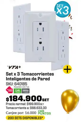 Homecenter *VTA+ Set x 3 Tomacorrientes Inteligentes de Pared oferta