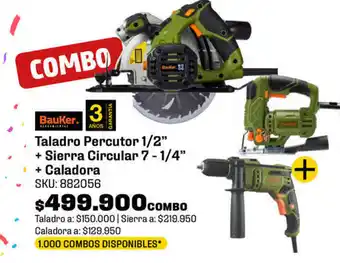 Bauker Taladro Percutor 1/2" + Sierra Circular 7 - 1/4” + Caladora SKU: 882056