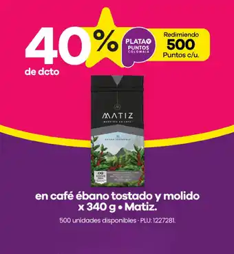 Éxito en café ébano tostado y molido x 340 g • Matiz. oferta