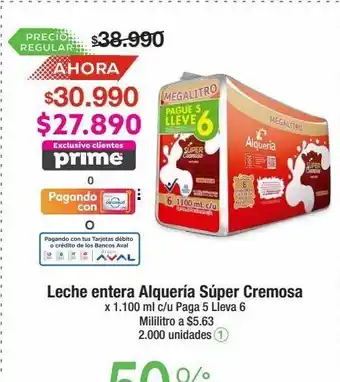 Jumbo Leche entera alquería súper cremosa x 1100ml oferta