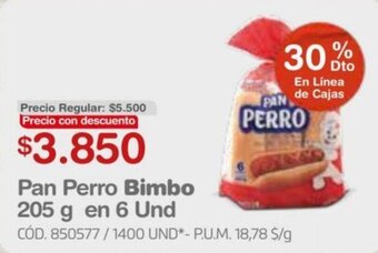 Makro Pan Perro Bimbo 205 g en 6 Und oferta