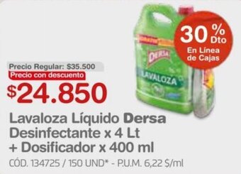 Makro Lavaloza Líquido Dersa Desinfectante x 4 Lt + Dosificador x 400 ml oferta