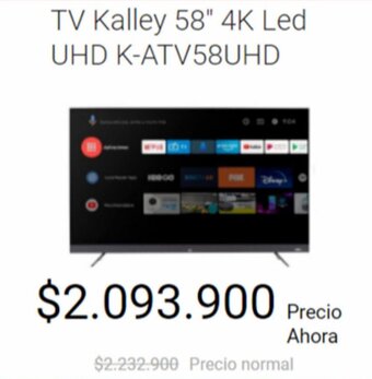 Claro TV Kalley 58" 4K Led UHD K-ATV58UHD oferta