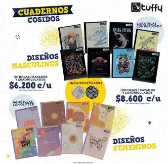 Panamericana tuffy CUADERNOS COSIDOS DISEÑOS MASCULINOS 50 HOJAS/RAYADOS Y CUADRICULADOS oferta