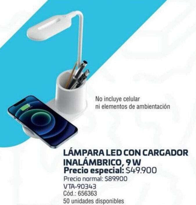 Oferta VTA L MPARA LED CON CARGADOR INAL MBRICO 9W en Panamericana