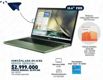 Panamericana ACER PORTÁTIL A315-59-51 BE oferta