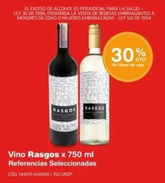 Makro Vino Rasgos x 750 ml Referencias Seleccionadas oferta