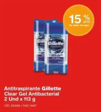 Makro Antitraspirante Gillette Clear Gel Antibacterial 2 Und x 113 g oferta