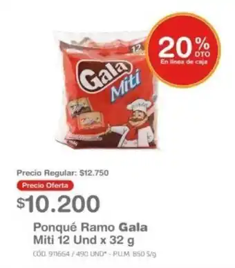Makro Ponqué Ramo Gala Miti 12 Und x 32 g oferta