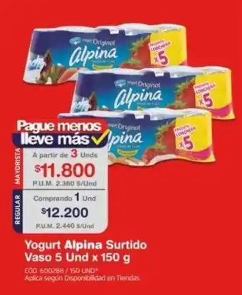 Makro Yogurt Alpina Surtido Vaso 5 Und x 150 g oferta
