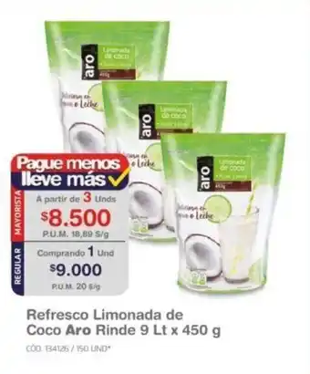 Makro Refresco Limonada de Coco Aro Rinde 9 Lt x 450 g oferta