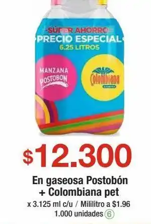 Jumbo En gaseosa postobón + colombiana pet oferta