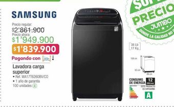 Jumbo Lavadora carga superior samsung oferta