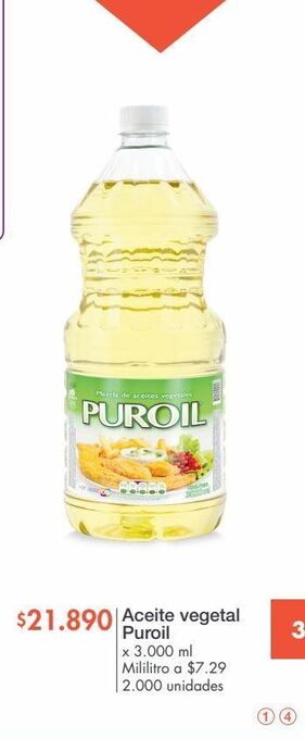 Metro Aceite vegetal puroil x 3.000 ml oferta