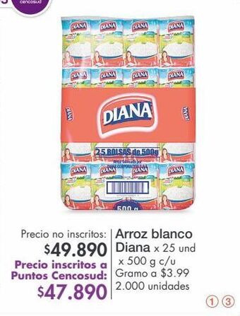 Metro Arroz blanco diana x 25 und x 500 g c/u oferta