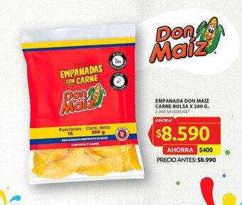 Ara EMPANADA DON MAÍZ CARNE BOLSA X 280 G. oferta