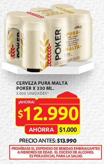 Ara CERVEZA PURA MALTA POKER X 330 ML. oferta