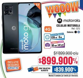 Alkosto CELULAR MOTOROLA Ref.: G72 oferta