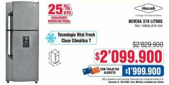 Alkosto Haceb NEVERA 379 LITROS Ref.: HIMALAYA 404 oferta